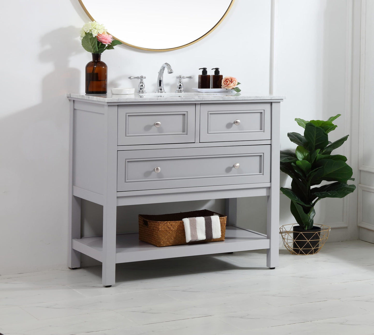 36 in. Single Bathroom Vanity Set in Grey - BC2803634GR