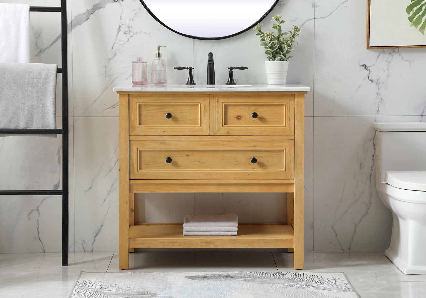 36 inch Single Bathroom Vanity in Natural Wood - BC2803634NW