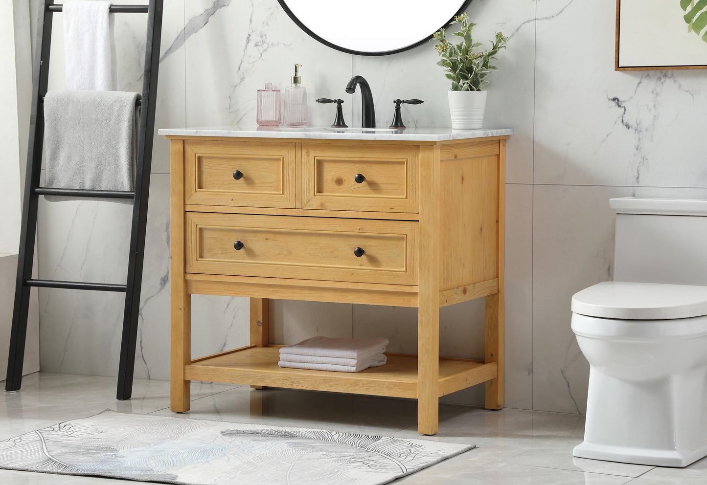 36 inch Single Bathroom Vanity in Natural Wood - BC2803634NW