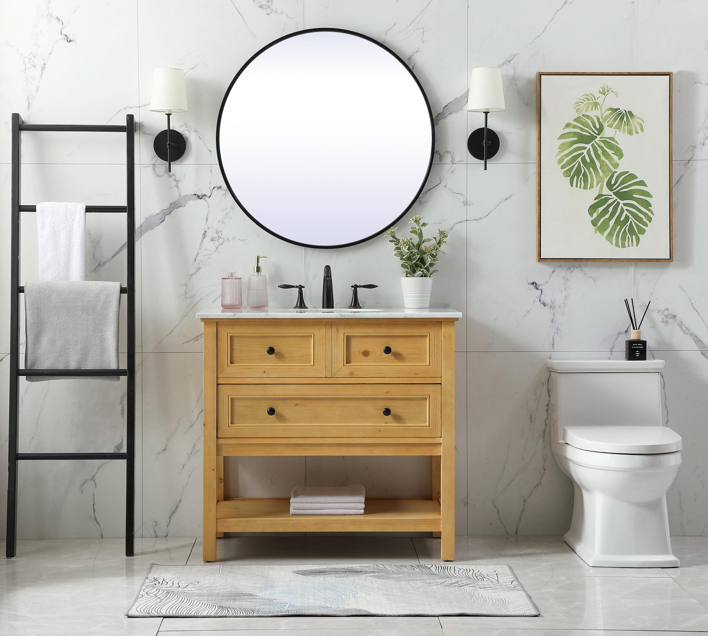 36 inch Single Bathroom Vanity in Natural Wood - BC2803634NW