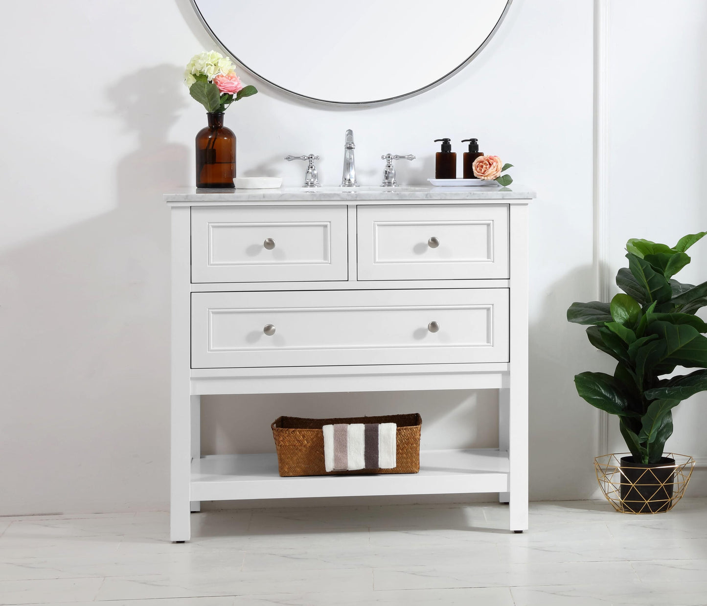 36 in. Single Bathroom Vanity Set in White - BC2803634WH