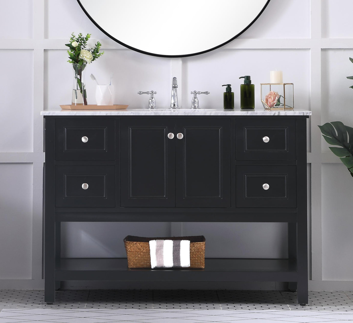 48 in. Single Bathroom Vanity Set in Black - BC2804834BK