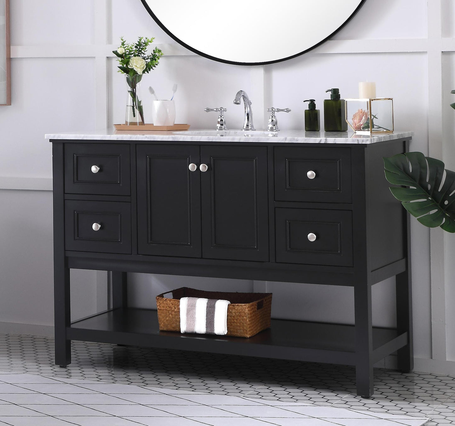 48 in. Single Bathroom Vanity Set in Black - BC2804834BK