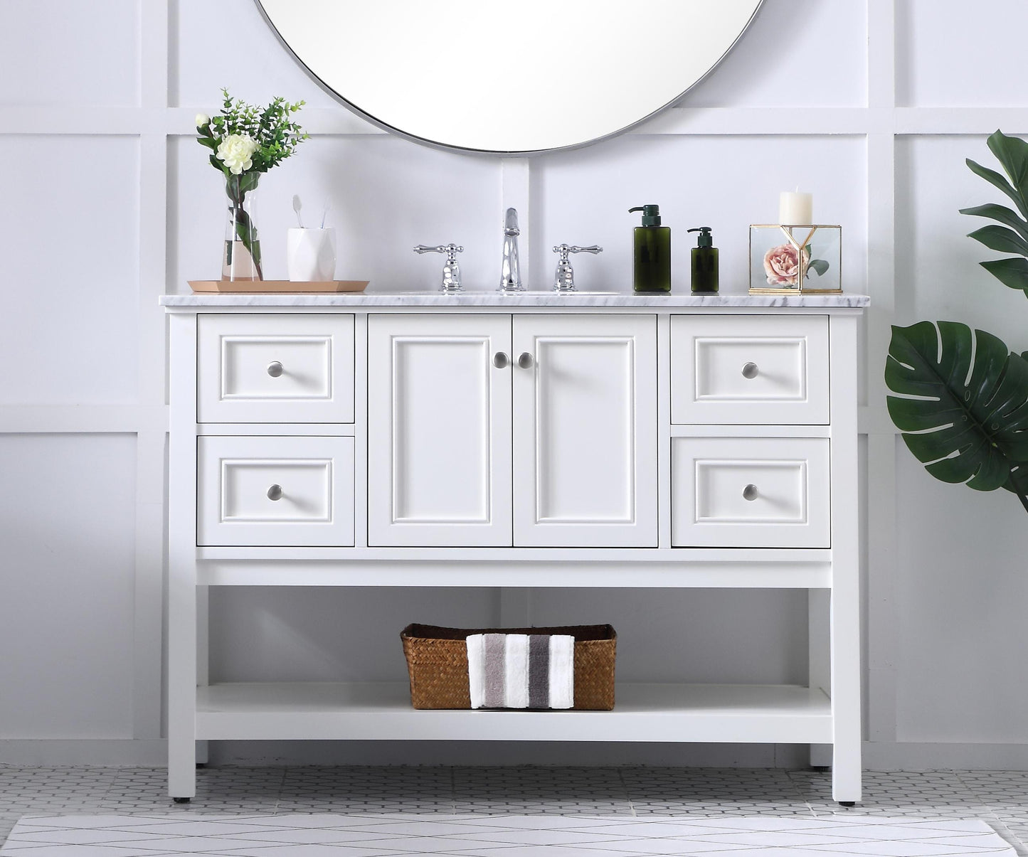 48 in. Single Bathroom Vanity Set in White - BC2804834WH