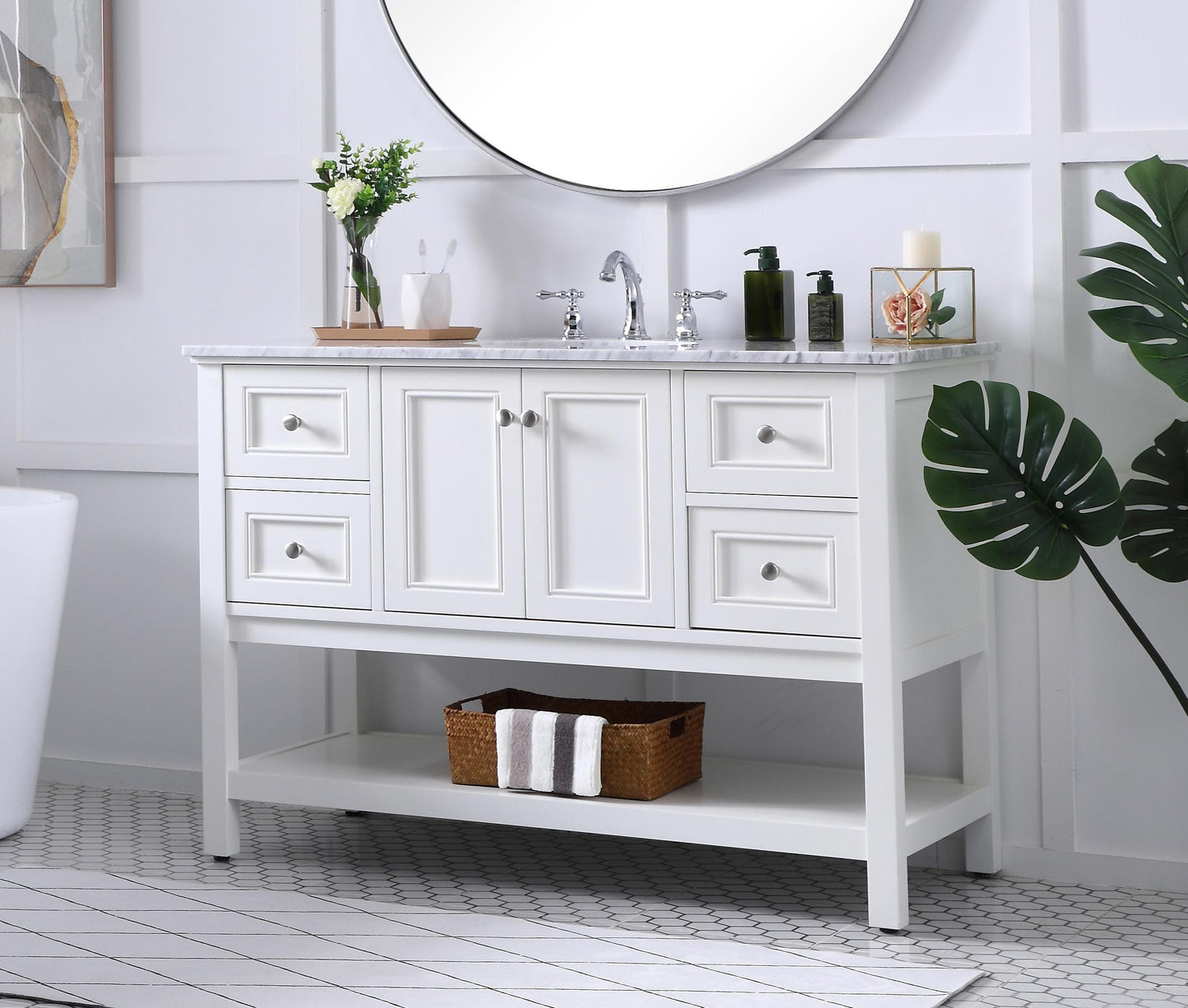 48 in. Single Bathroom Vanity Set in White - BC2804834WH