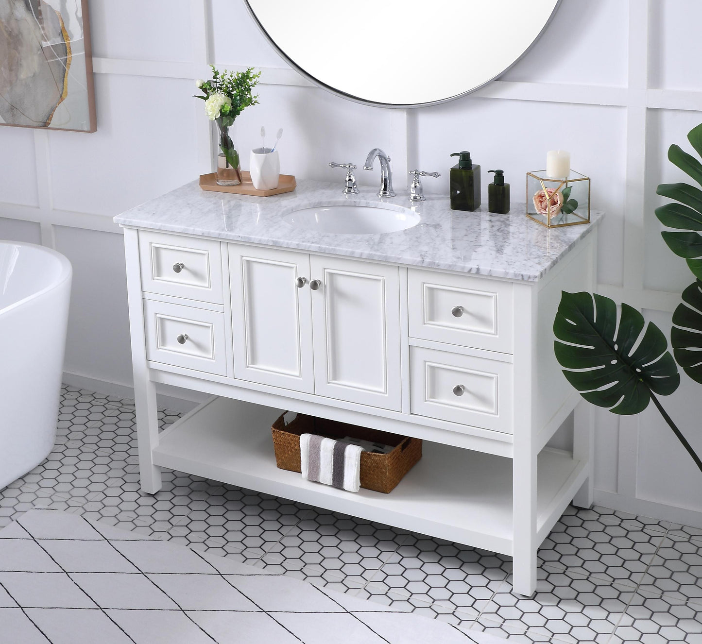 48 in. Single Bathroom Vanity Set in White - BC2804834WH