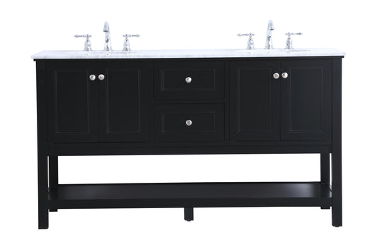 60 in. Double Sink Bathroom Vanity Set in Black - BC2806034BK