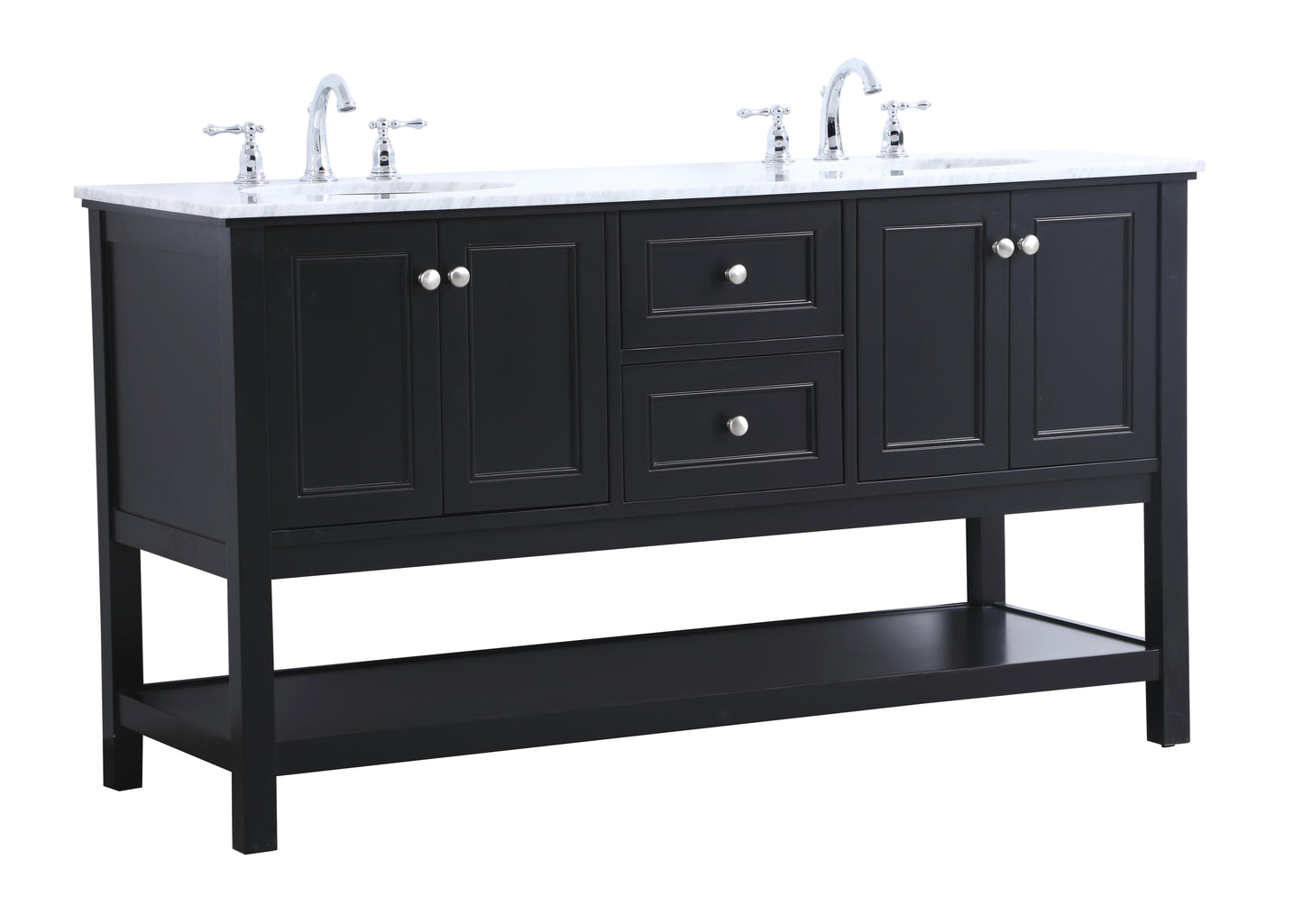 60 in. Double Sink Bathroom Vanity Set in Black - BC2806034BK