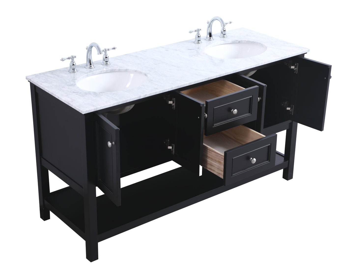 60 in. Double Sink Bathroom Vanity Set in Black - BC2806034BK