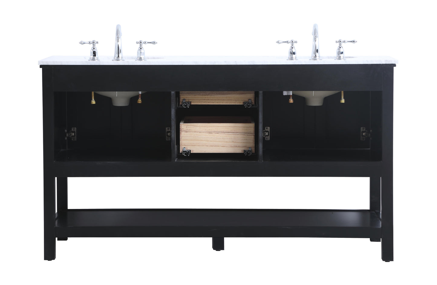 60 in. Double Sink Bathroom Vanity Set in Black - BC2806034BK