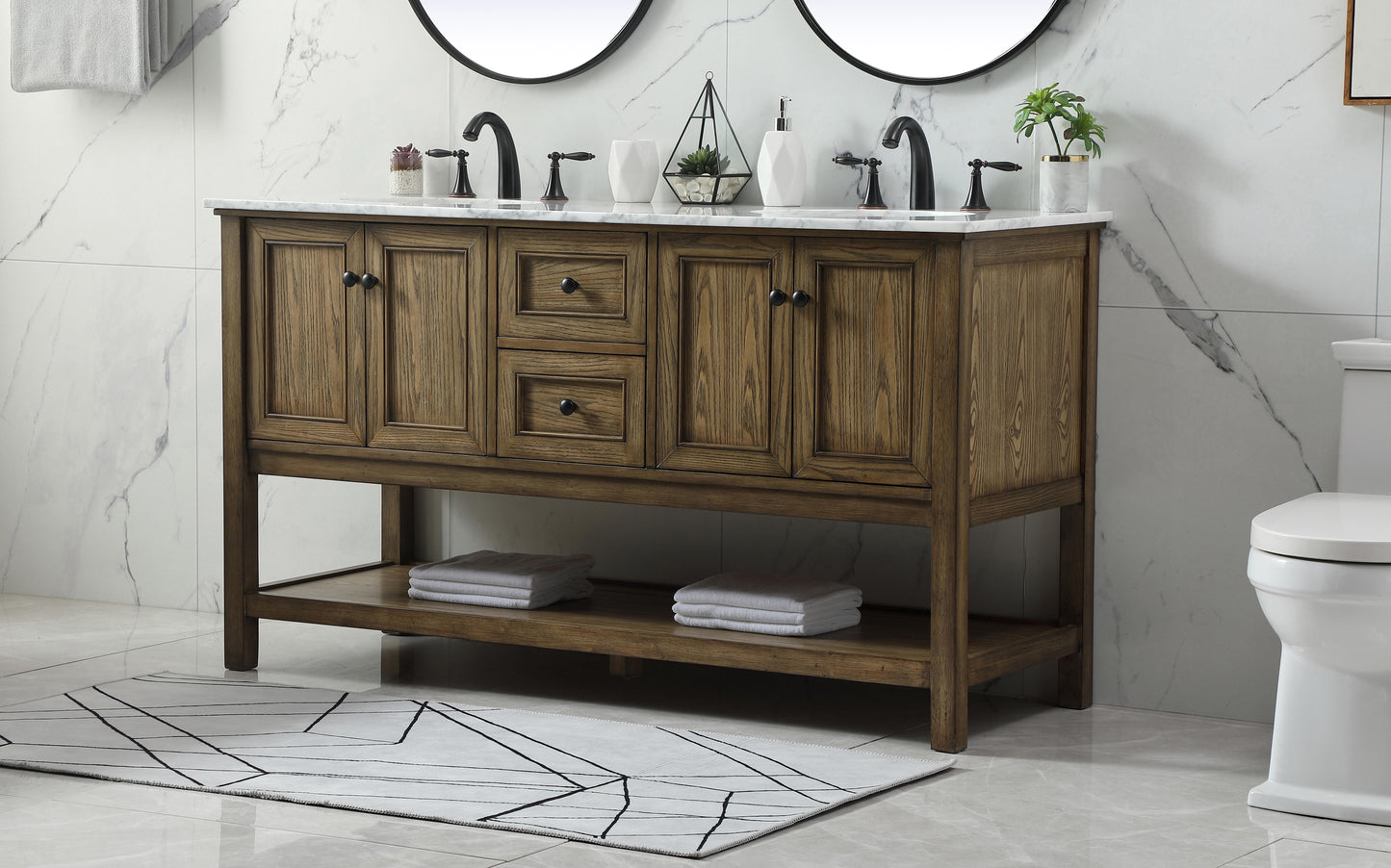 60 inch Double Bathroom Vanity in Driftwood - BC280D6034DW