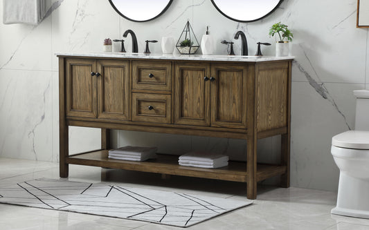 60 inch Double Bathroom Vanity in Driftwood - BC280D6034DW