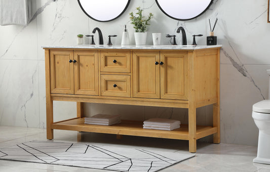 60 inch Double Bathroom Vanity in Natural Wood - BC280D6034NW