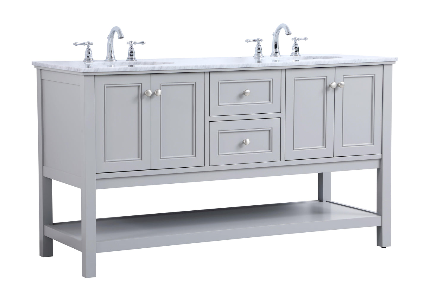 60 in. Double Sink Bathroom Vanity Set in Grey - BC2806034GR