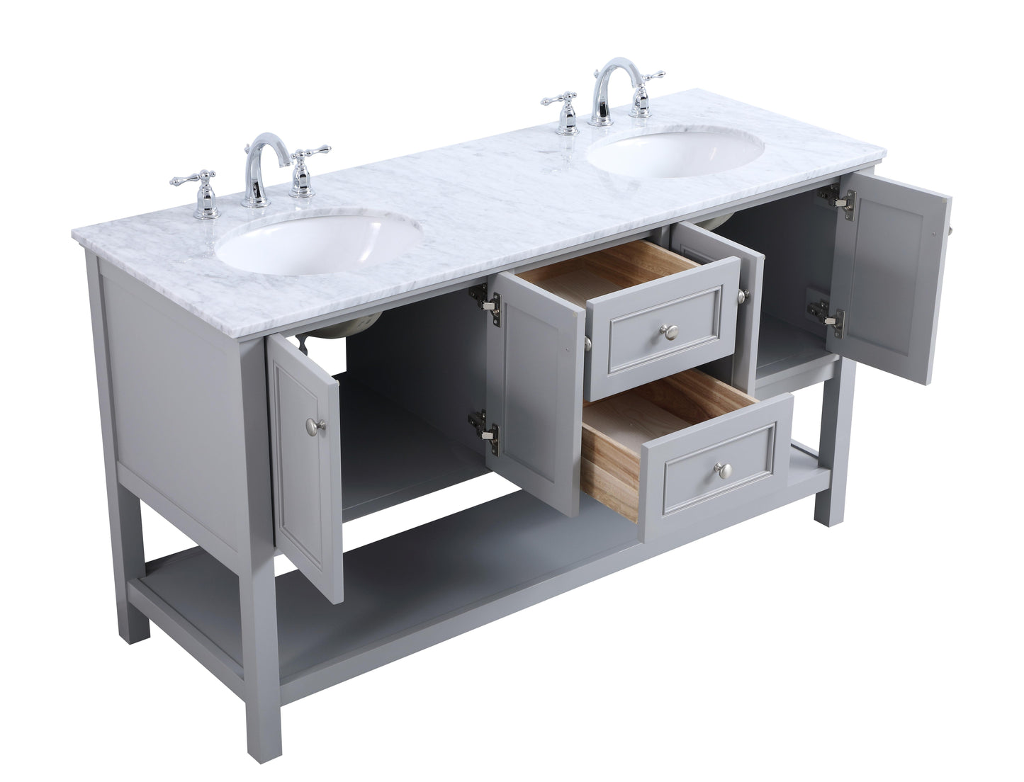 60 in. Double Sink Bathroom Vanity Set in Grey - BC2806034GR