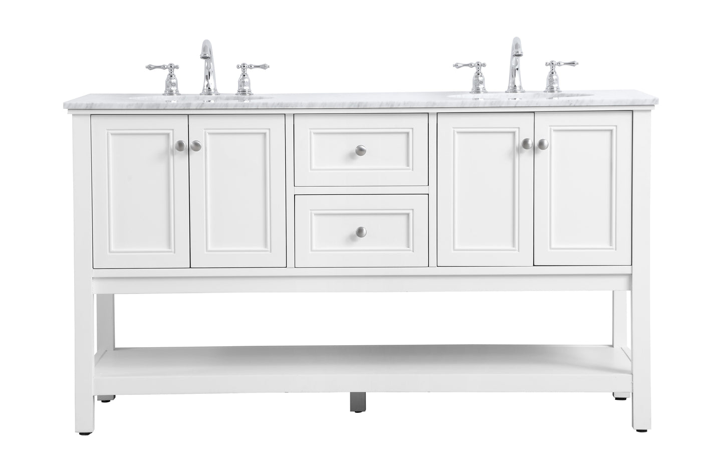 60 in. Double Sink Bathroom Vanity Set in White - BC2806034WH