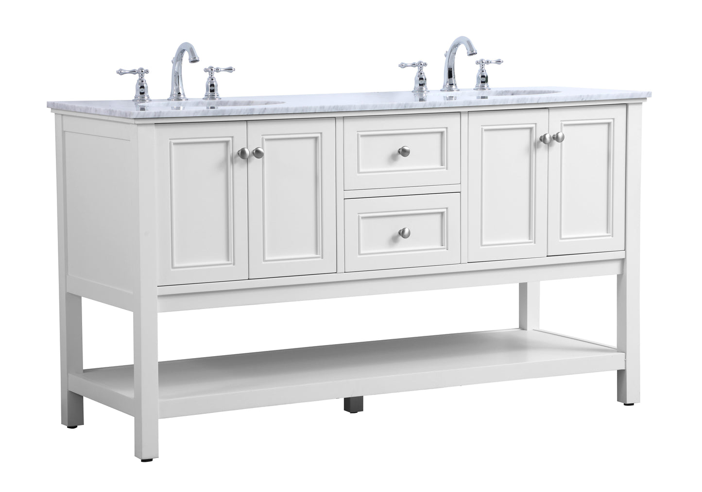 60 in. Double Sink Bathroom Vanity Set in White - BC2806034WH