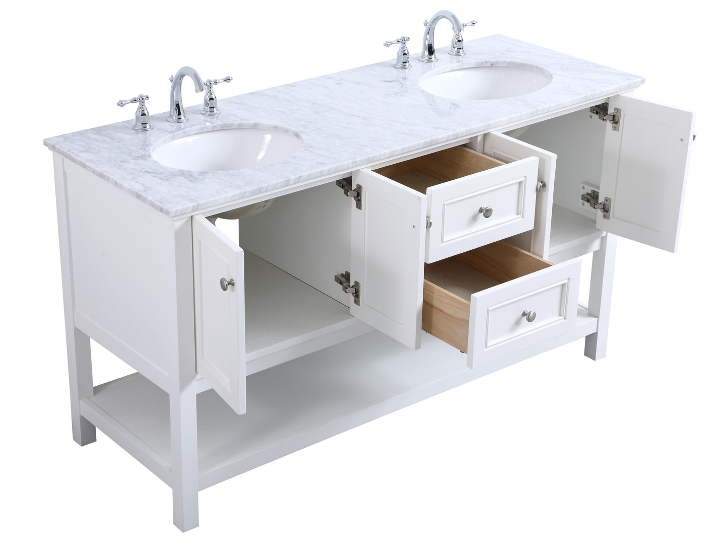 60 in. Double Sink Bathroom Vanity Set in White - BC2806034WH