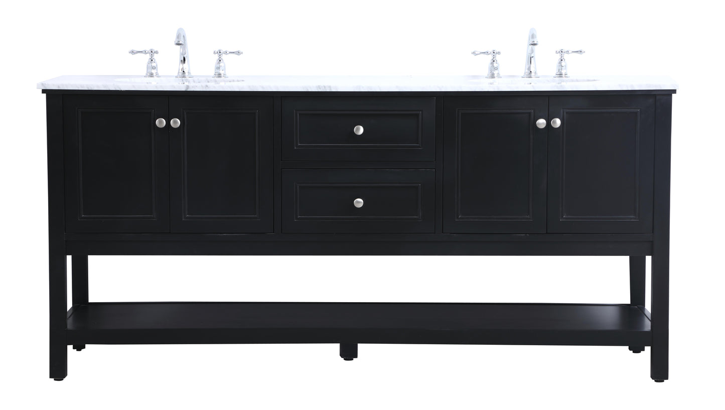 72 in. Double Sink Bathroom Vanity Set in Black - BC2807234BK