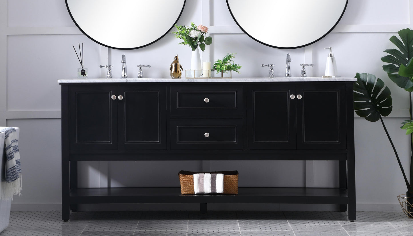 72 in. Double Sink Bathroom Vanity Set in Black - BC2807234BK