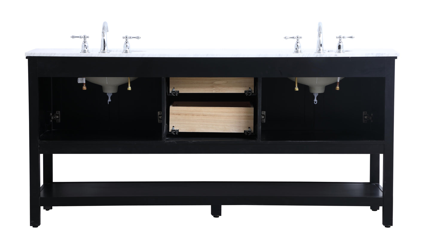 72 in. Double Sink Bathroom Vanity Set in Black - BC2807234BK