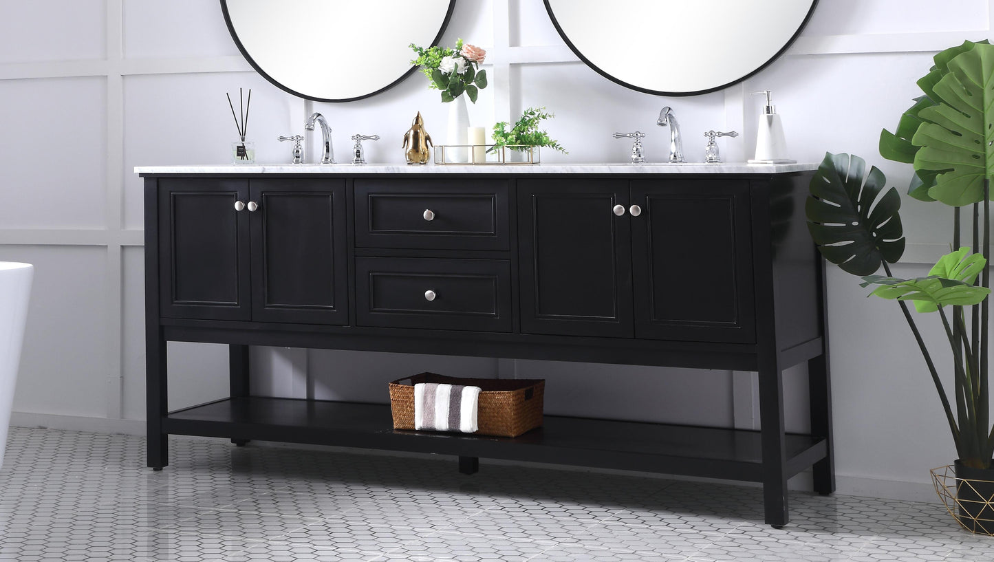 72 in. Double Sink Bathroom Vanity Set in Black - BC2807234BK