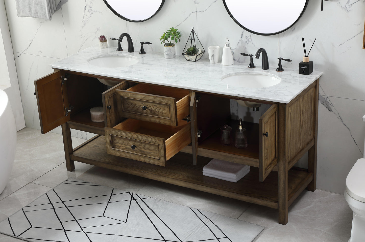 72 inch Double Bathroom Vanity in Driftwood - BC280D7234DW