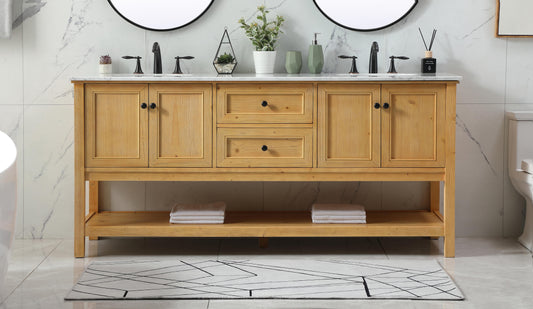 72 inch Double Bathroom Vanity in Natural Wood - BC280D7234NW