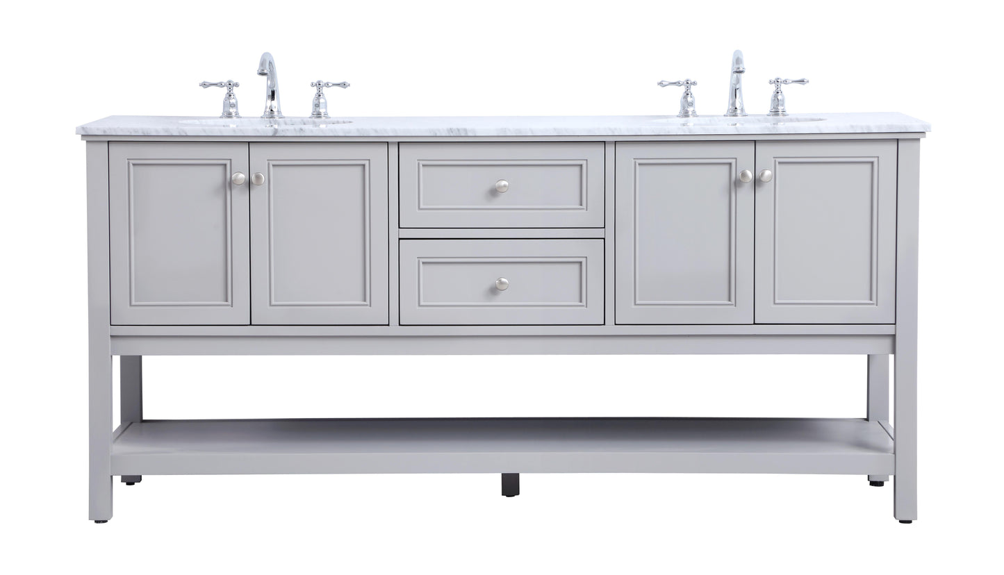 72 in. Double Sink Bathroom Vanity Set in Grey - BC2807234GR