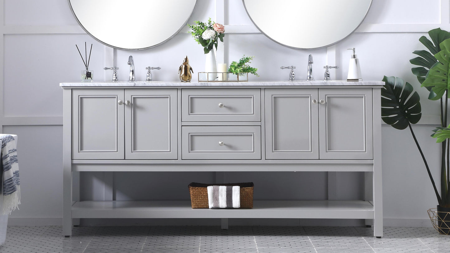 72 in. Double Sink Bathroom Vanity Set in Grey - BC2807234GR