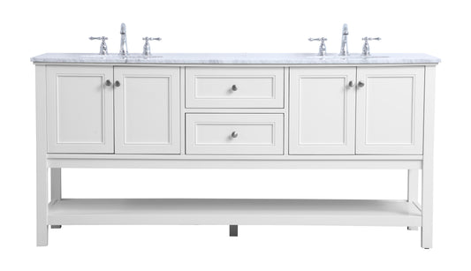 72 in. Double Sink Bathroom Vanity Set in White - BC2807234WH