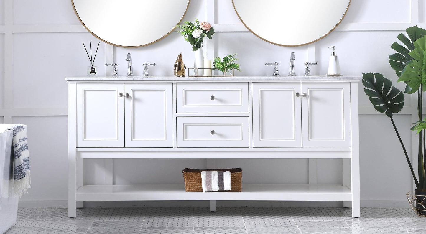 72 in. Double Sink Bathroom Vanity Set in White - BC2807234WH