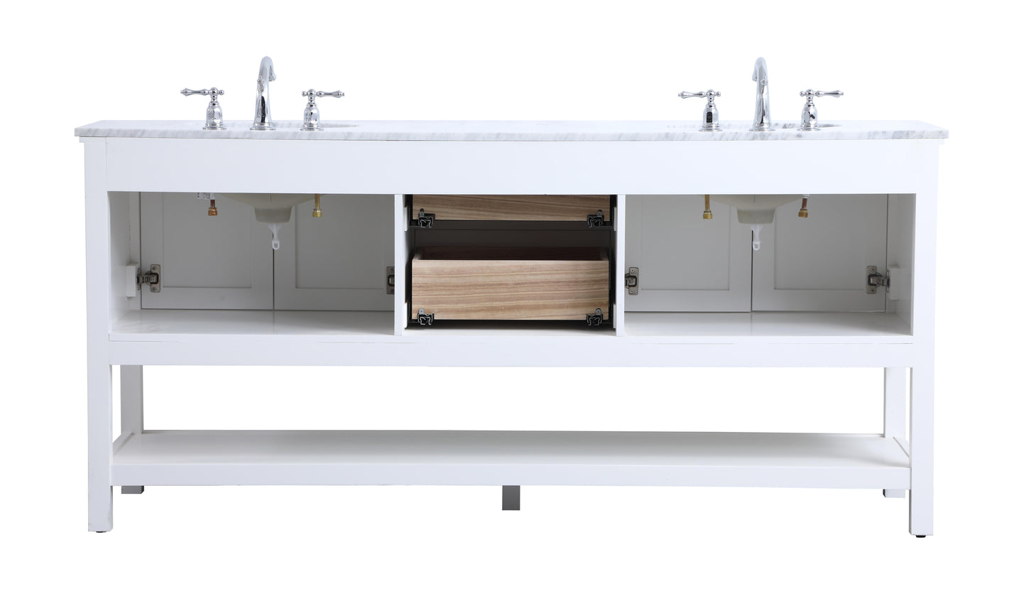 72 in. Double Sink Bathroom Vanity Set in White - BC2807234WH