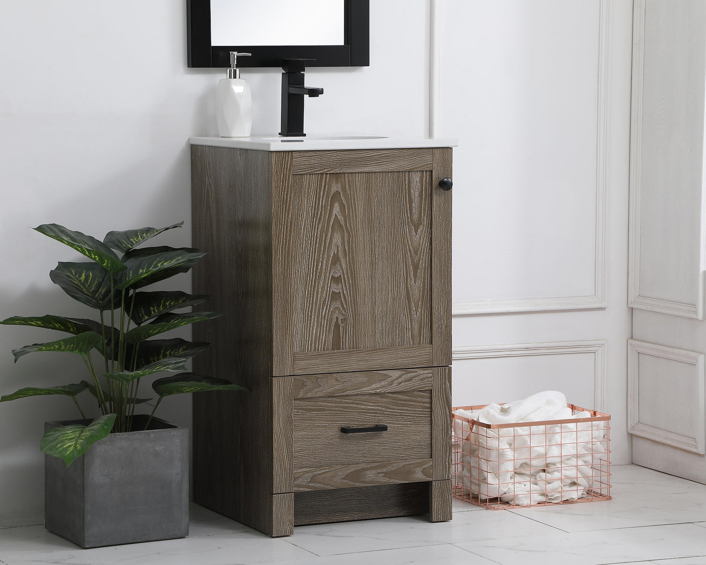 18 inch Single Bathroom Vanity in Weathered Oak - BC2901834WO