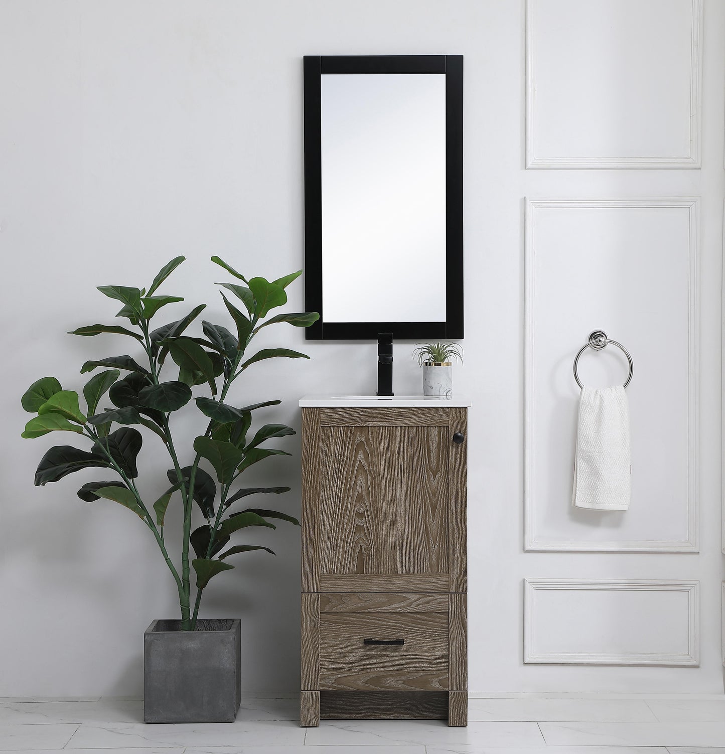 18 inch Single Bathroom Vanity in Weathered Oak - BC2901834WO