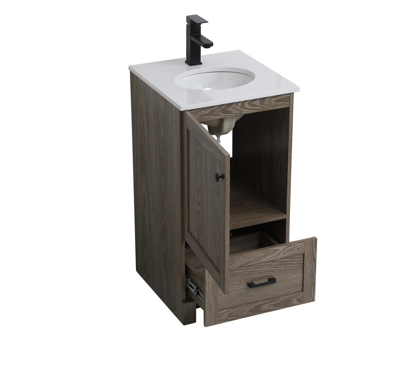 18 inch Single Bathroom Vanity in Weathered Oak - BC2901834WO