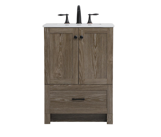 24 inch Single Bathroom Vanity in Weathered Oak - BC2902434WO