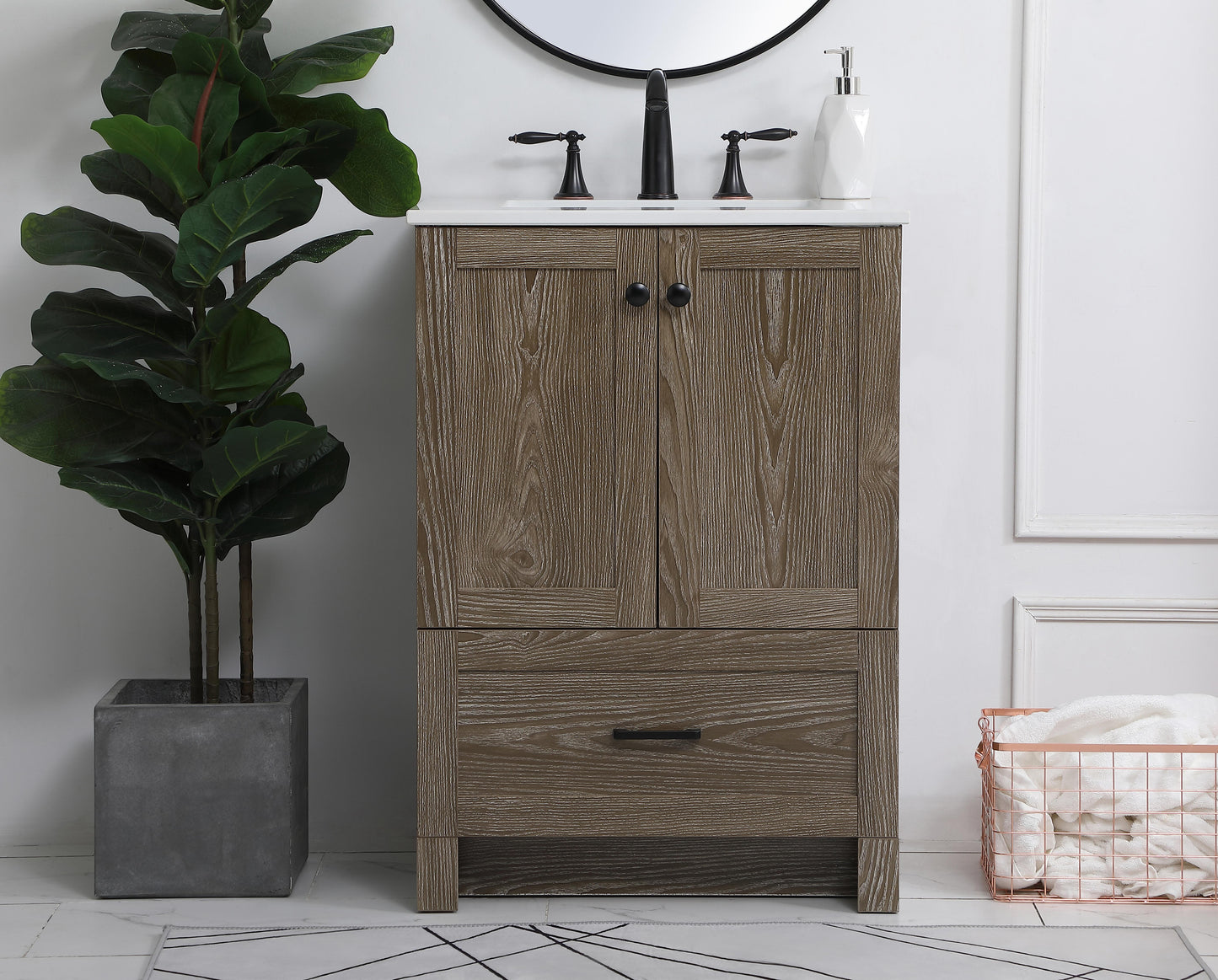 24 inch Single Bathroom Vanity in Weathered Oak - BC2902434WO