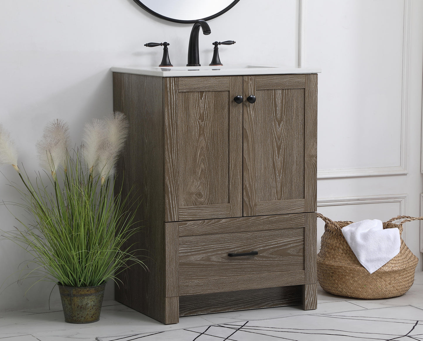 24 inch Single Bathroom Vanity in Weathered Oak - BC2902434WO