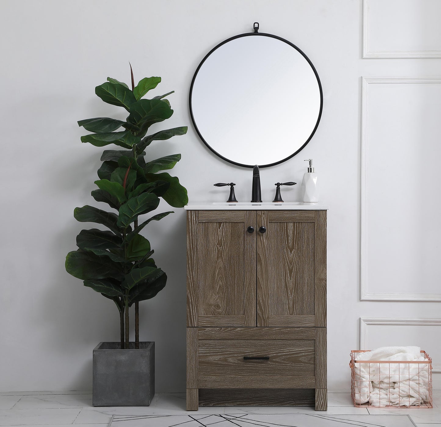 24 inch Single Bathroom Vanity in Weathered Oak - BC2902434WO