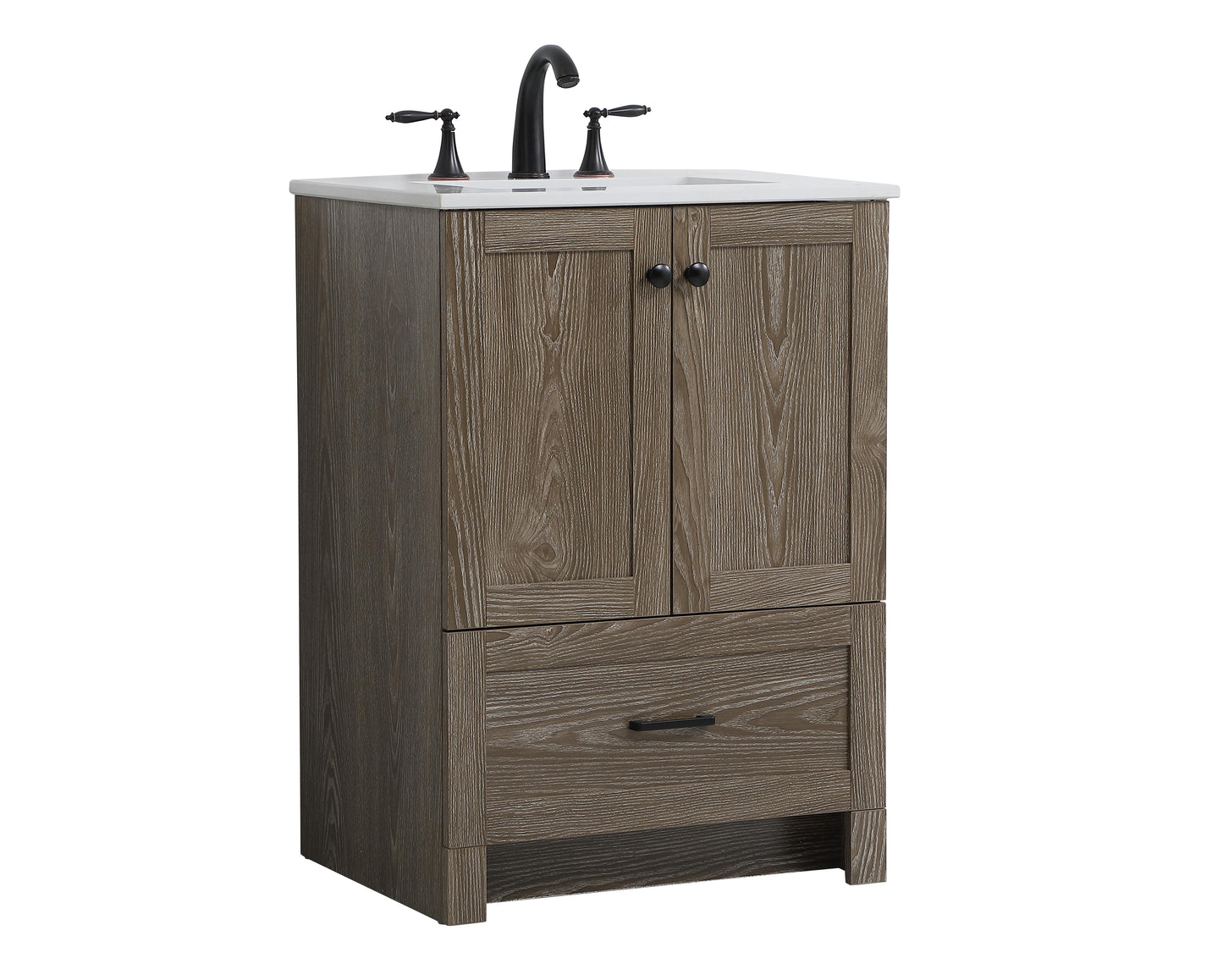 24 inch Single Bathroom Vanity in Weathered Oak - BC2902434WO