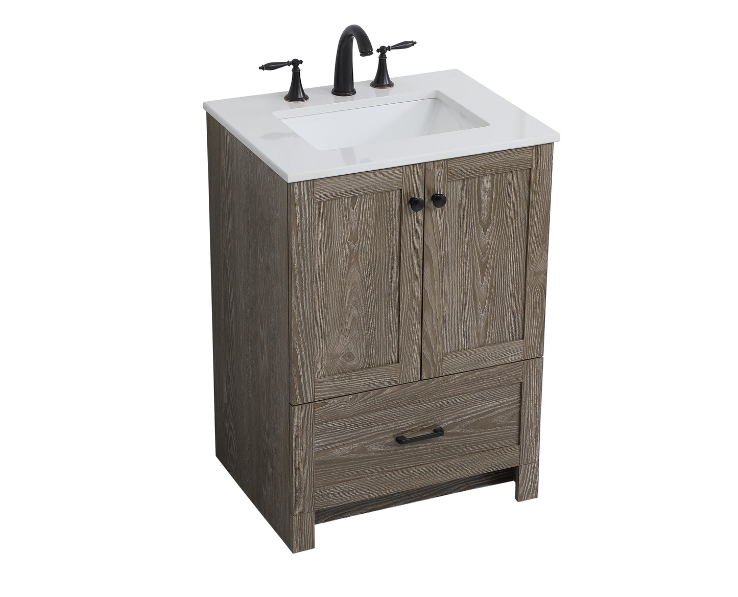 24 inch Single Bathroom Vanity in Weathered Oak - BC2902434WO