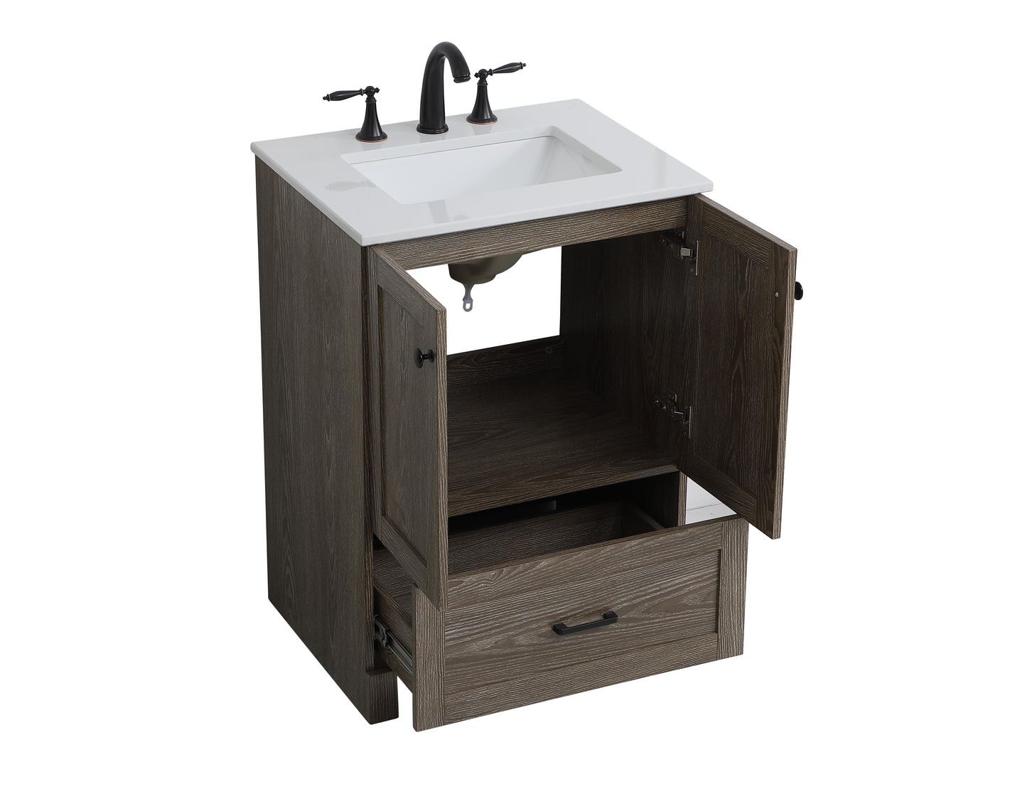 24 inch Single Bathroom Vanity in Weathered Oak - BC2902434WO