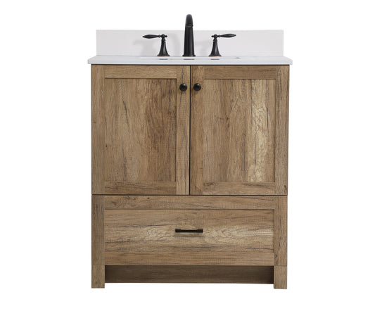 30 inch Single Bathroom Vanity in Natural Oak with Backsplash - BC2903034NT-BS