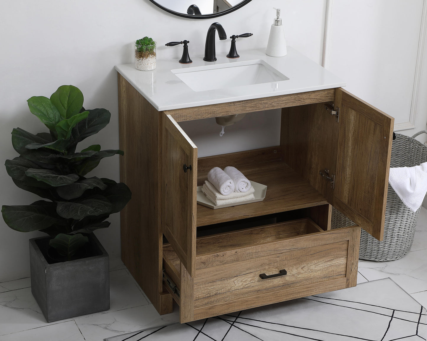 30 inch Single Bathroom Vanity in Natural Oak - BC2903034NT