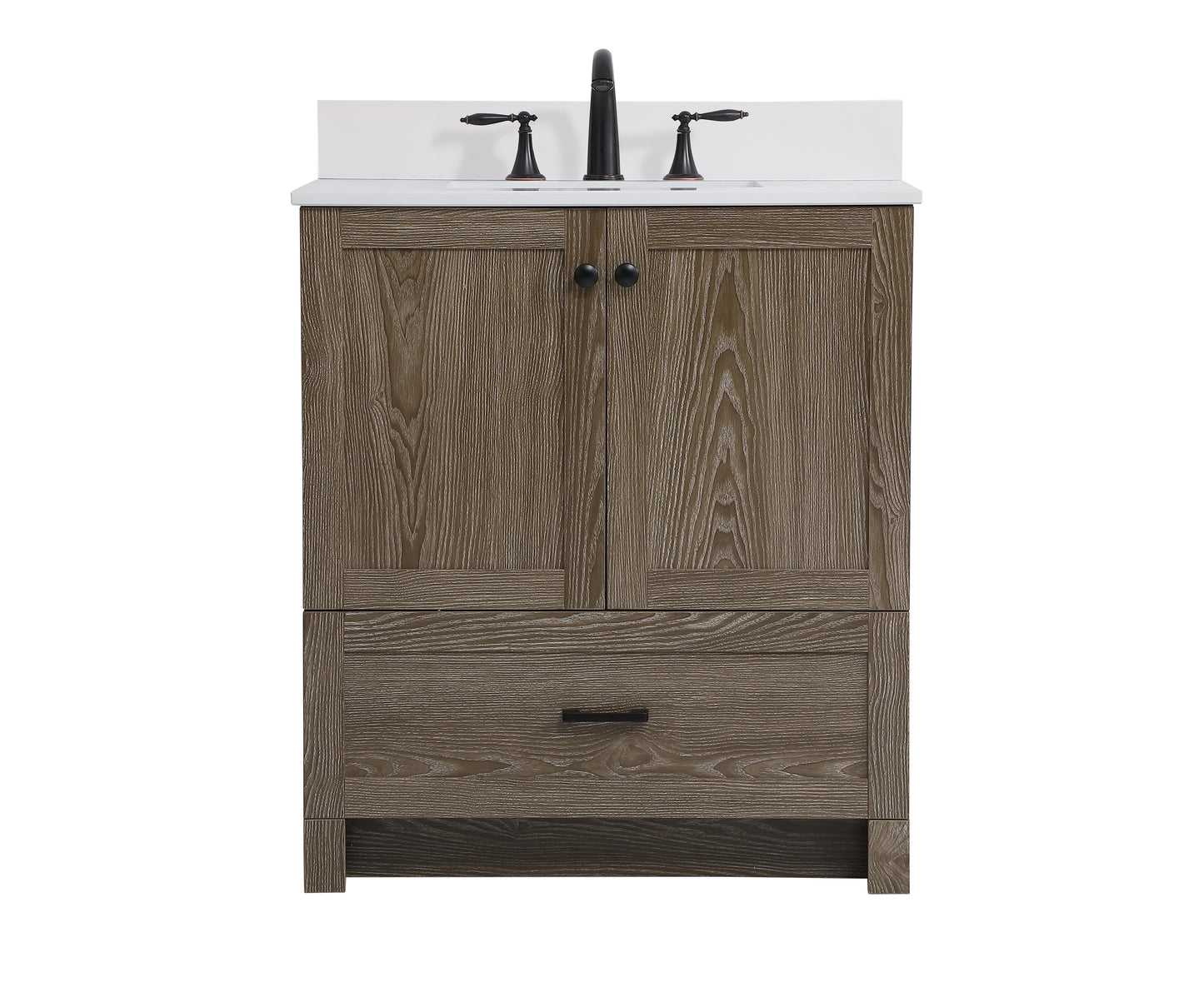 30 inch Single Bathroom Vanity in Weathered Oak with Backsplash - BC2903034WO-BS