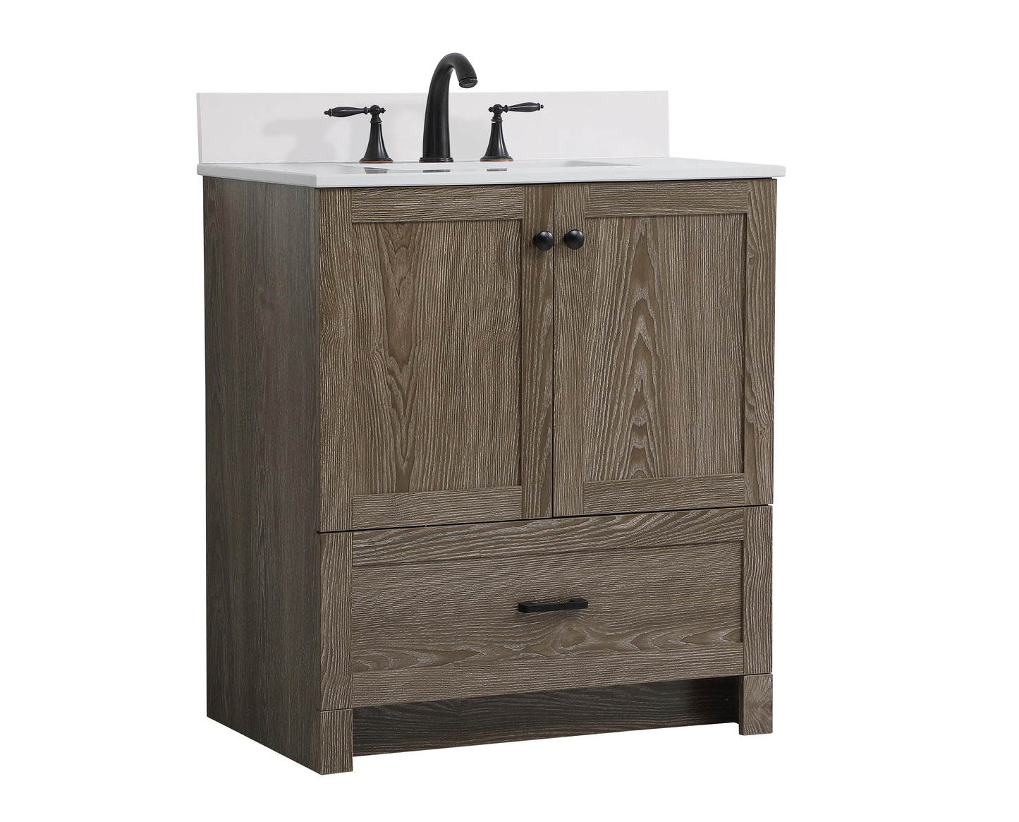 30 inch Single Bathroom Vanity in Weathered Oak with Backsplash - BC2903034WO-BS