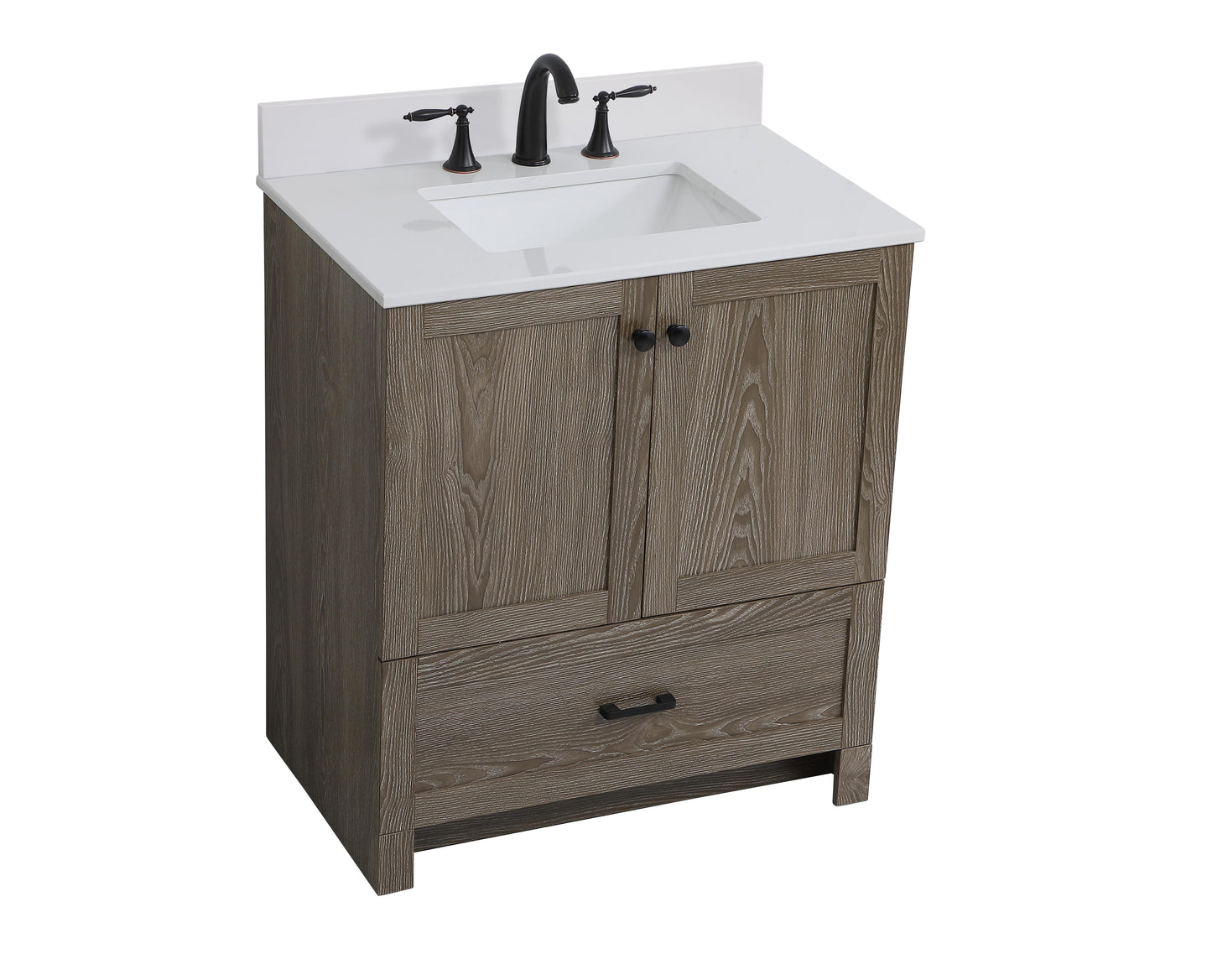 30 inch Single Bathroom Vanity in Weathered Oak with Backsplash - BC2903034WO-BS