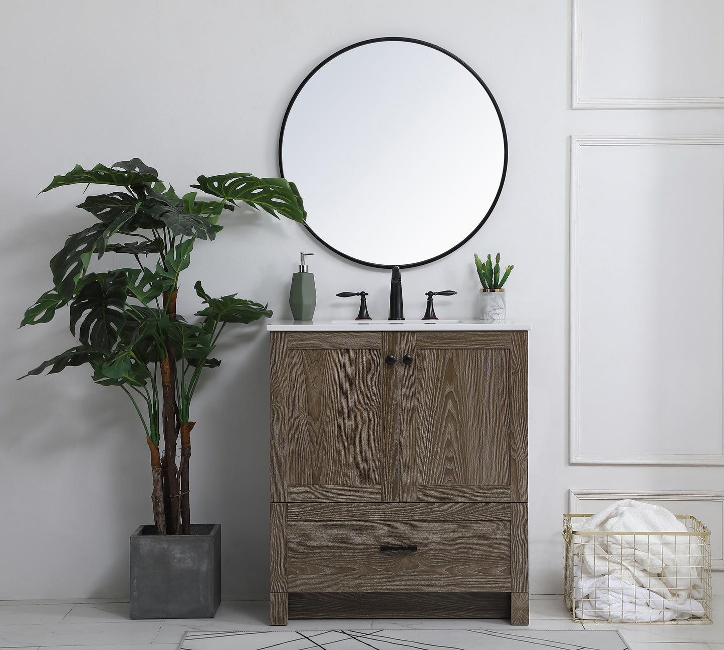 30 inch Single Bathroom Vanity in Weathered Oak - BC2903034WO