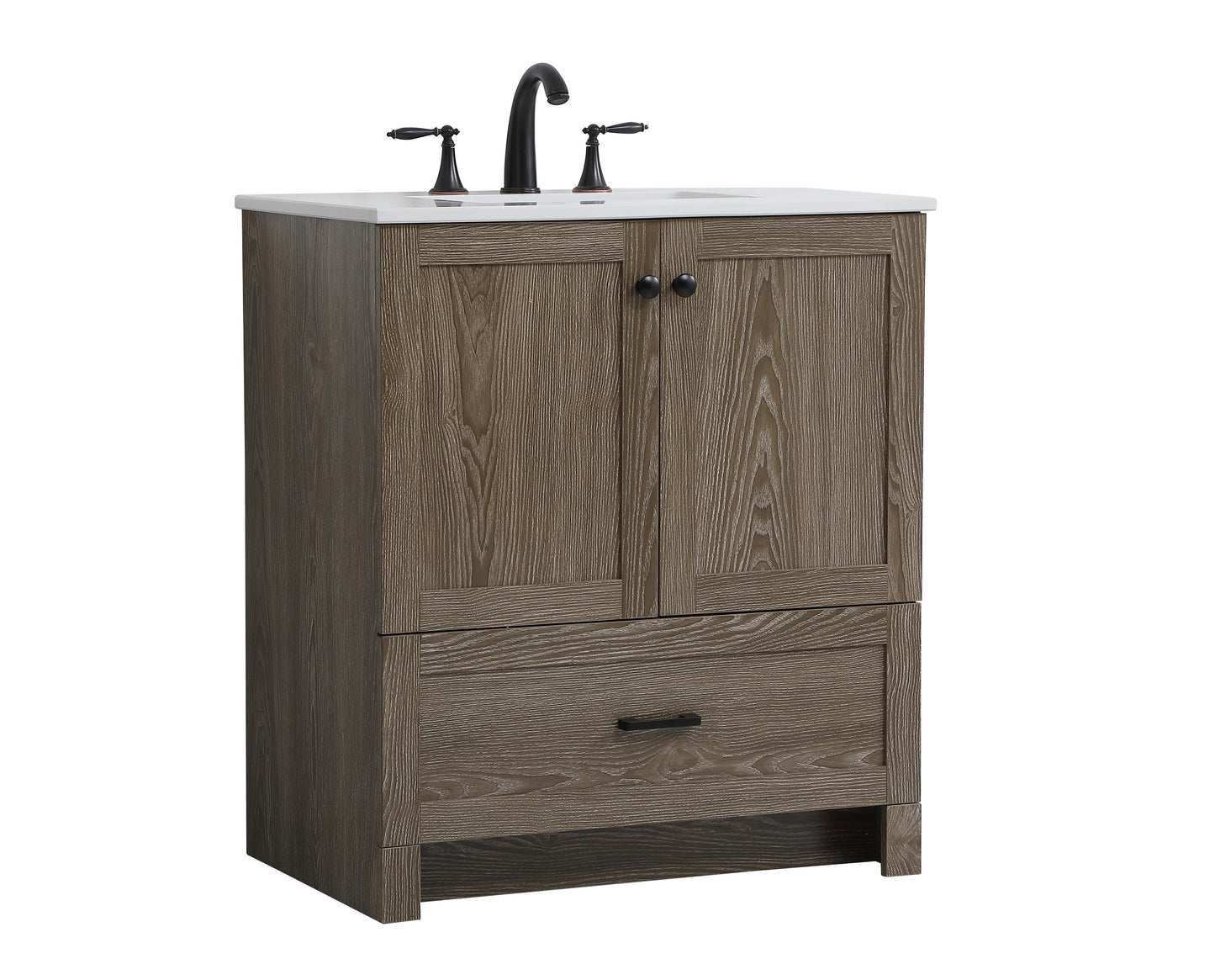 30 inch Single Bathroom Vanity in Weathered Oak - BC2903034WO